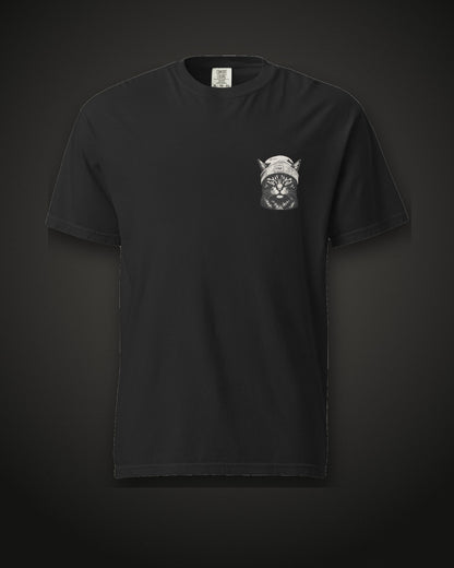 Beanie Cat Tee Ghost, front, black