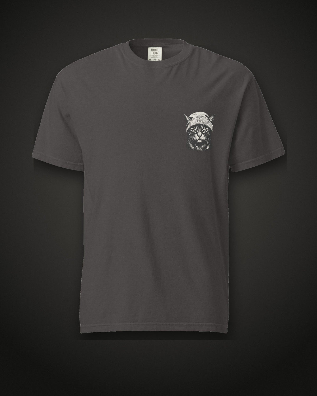 Beanie Cat Tee Ghost, front, graphite