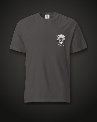 Beanie Cat Tee Ghost, front, graphite