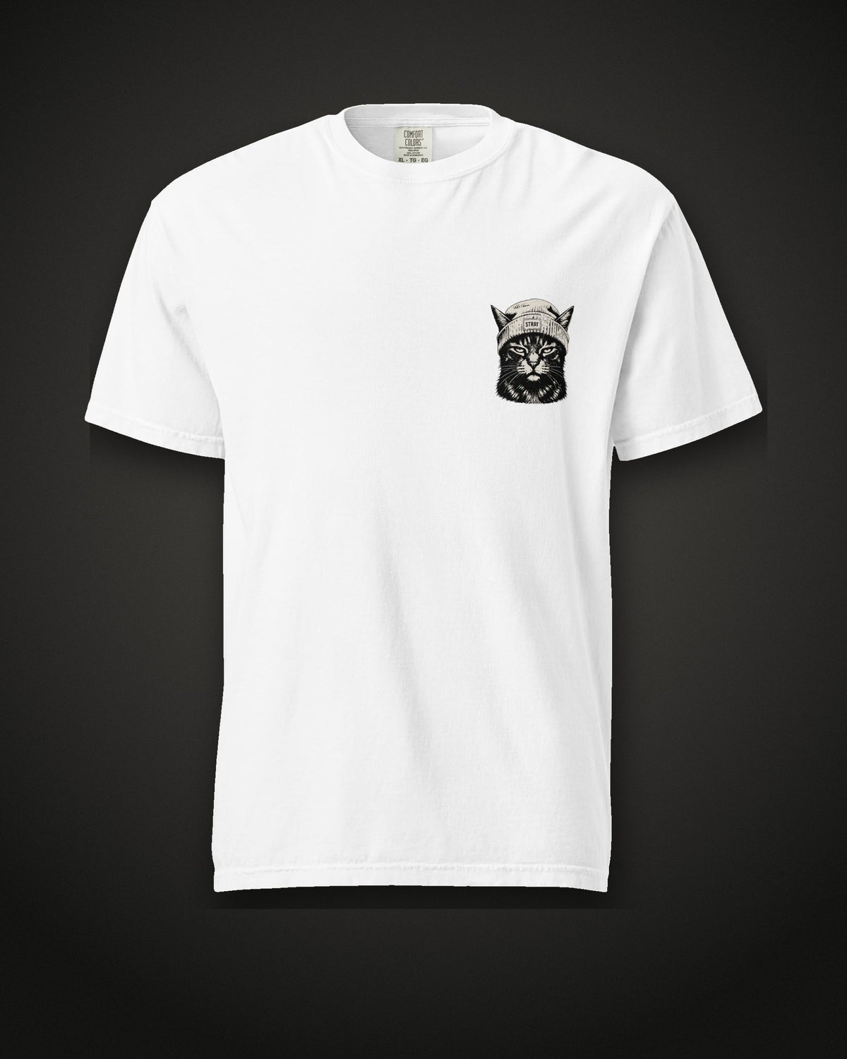Beanie Cat Tee Ghost, front, white