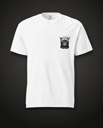 Beanie Cat Tee Ghost, front, white