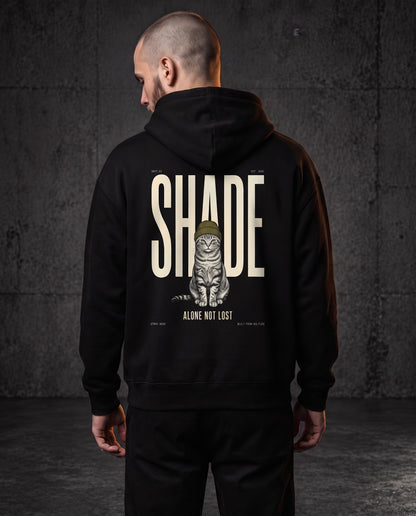 Unit 03 Shade Back Print Hoodie, worn, back print, black — AI-generated visual